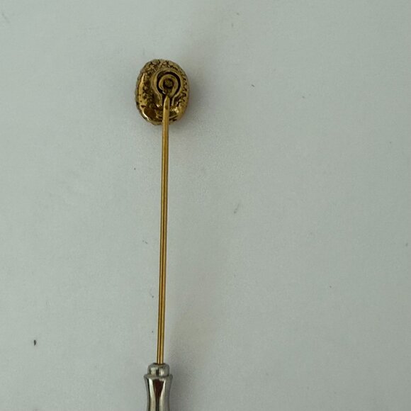 Vintage Gold Cameo Stick Pin With Ornate Frame 2.5" - Picture 4 of 5